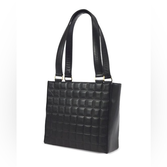 🔥CHANEL choco bar lamb skin leather black tote - Picture 2 of 10